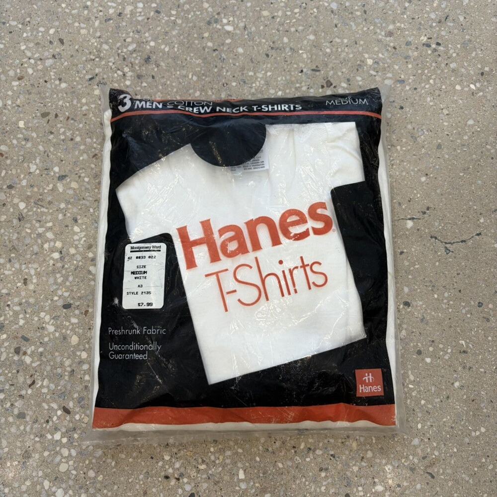 NOS Vintage 90s Hanes White Cotton T-Shirt 3-Pack